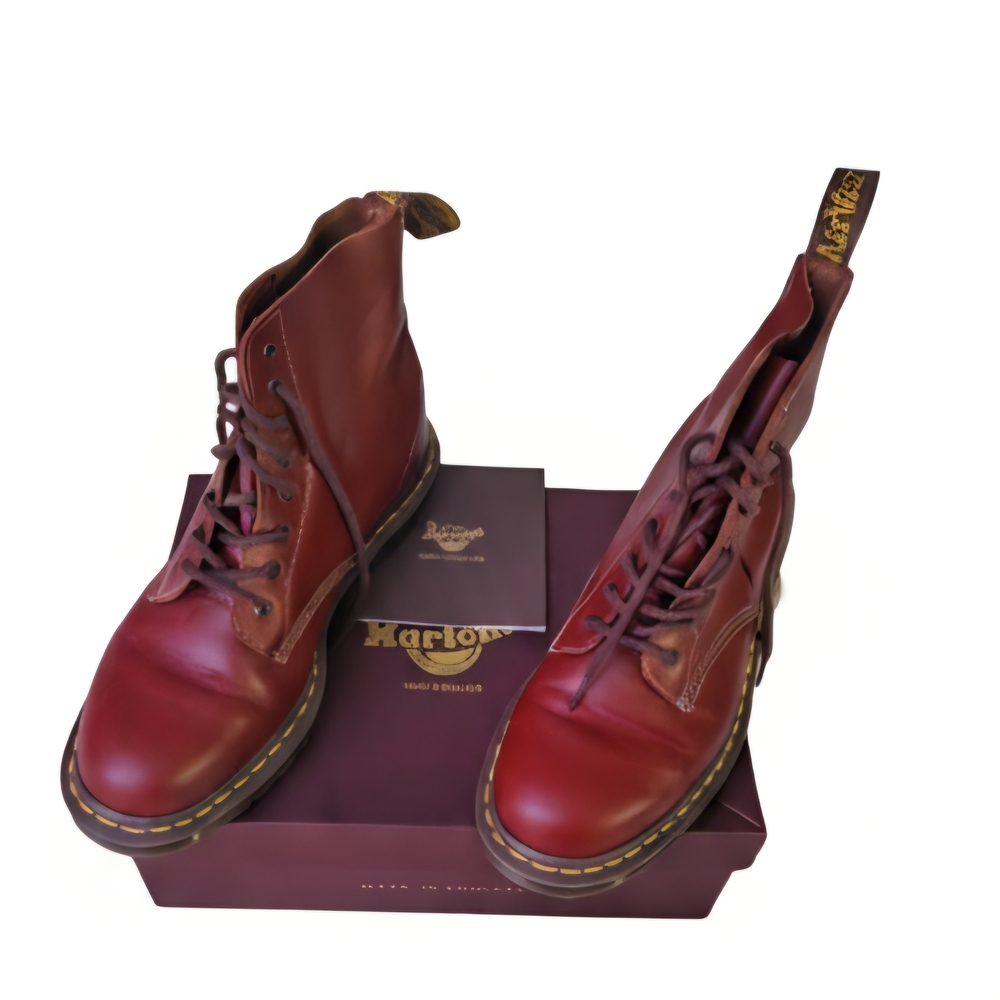 Dr. Martens Men's Cherry Red Leather Boots. Hand Made in England.